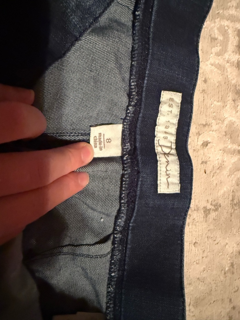 Button-Accent Dark Blue Denim Pencil Skirt - Picture 6 of 6